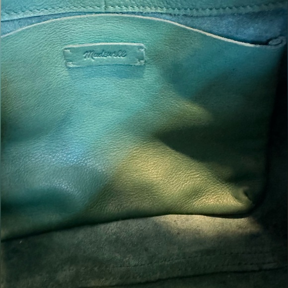 SOLD Madewell The Piazza Slouch Bag, Braided Edition; Teal Leather Shoulder Bag - Picture 7 of 9